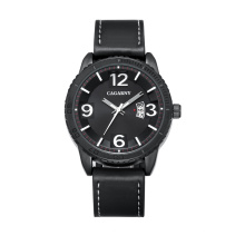 2017 nueva moda reloj 46mmcase IP chapado color negro correa de cuero